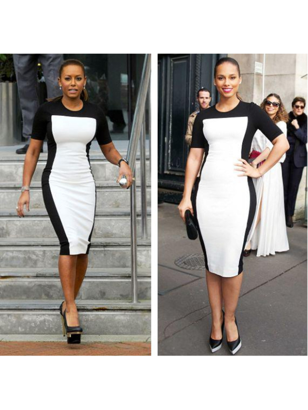 Stella McCartney Black Ivory Colorblock Midi Dress IT 40
